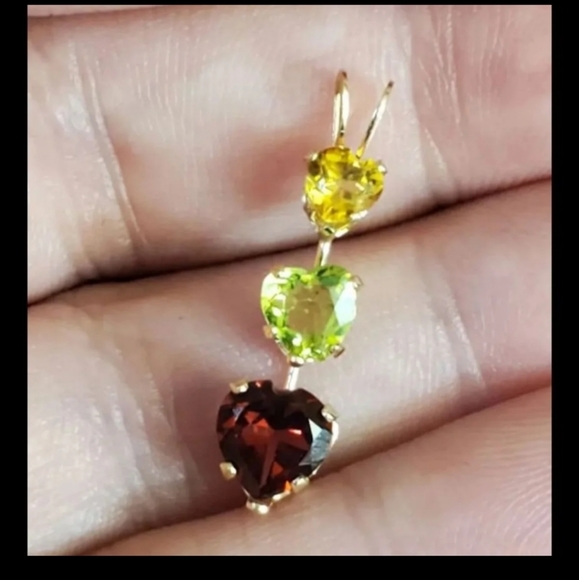 Solid 10k yellow gold genuine gemstone pendant! Garnet, peridot, citrine for a t - Picture 8 of 8